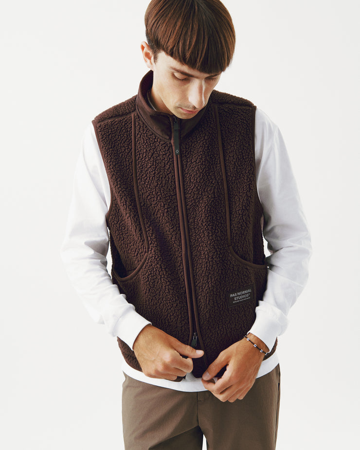 PNS Off-Race Pile Fleece Vest Light Brown
