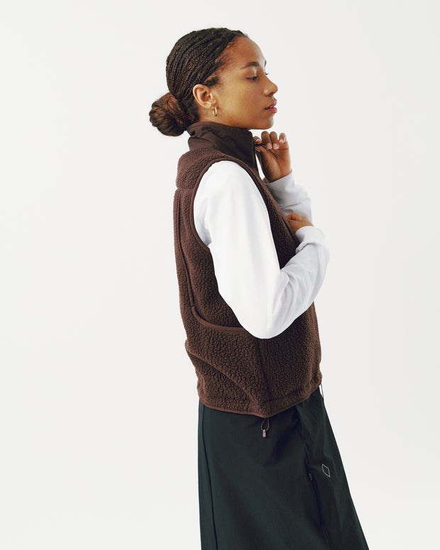 PNS Off-Race Women's Pile Fleece Vest Light Brown