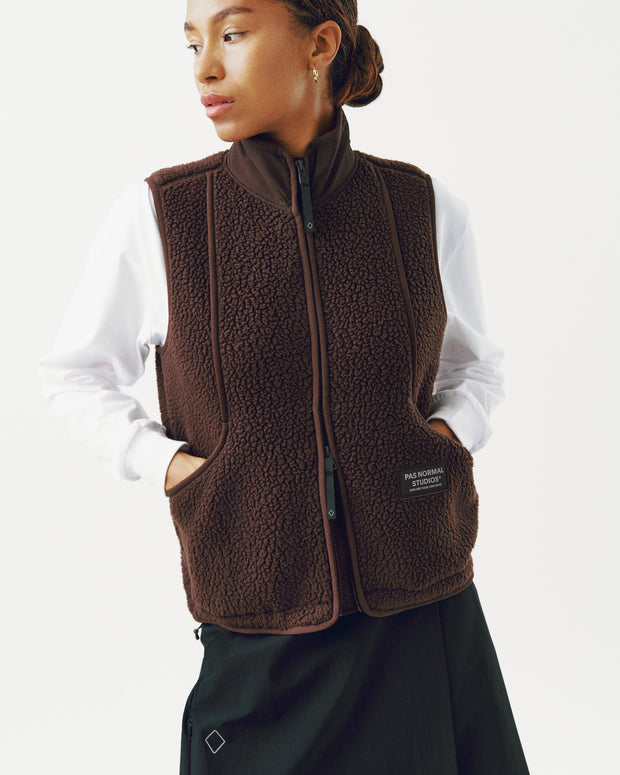 PNS Off-Race Women's Pile Fleece Vest Light Brown