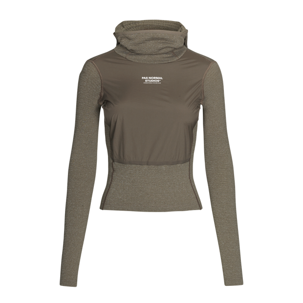 PNS Women's Thermal Hooded Longsleeve Windproof Baselayer Dark Stone