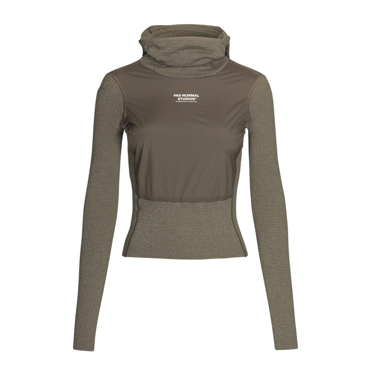 PNS Women's Thermal Hooded Longsleeve Windproof Baselayer Dark Stone
