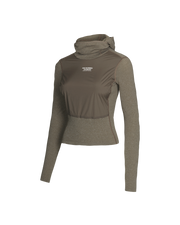PNS Women's Thermal Hooded Longsleeve Windproof Baselayer Dark Stone