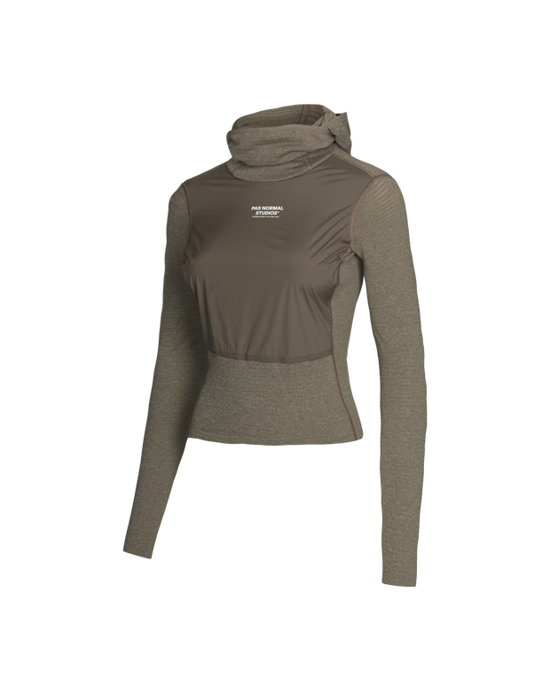 PNS Women's Thermal Hooded Longsleeve Windproof Baselayer Dark Stone