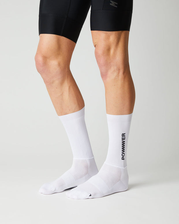 Fingerscrossed Powwwer Aero Socks White - Maats Cycling Culture