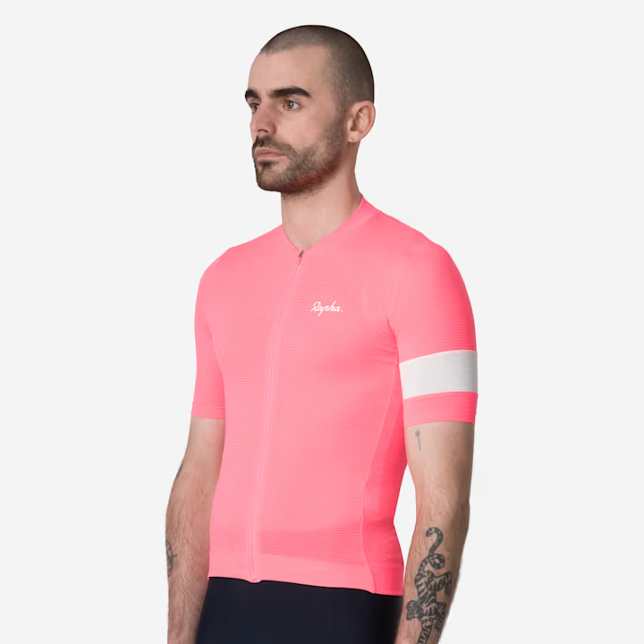 Rapha Core Men's Lightweight Jersey High-Vis Pink/White