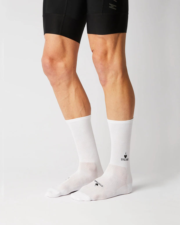 Fingerscrossed Classic Iconic I Love Cycling Socks White