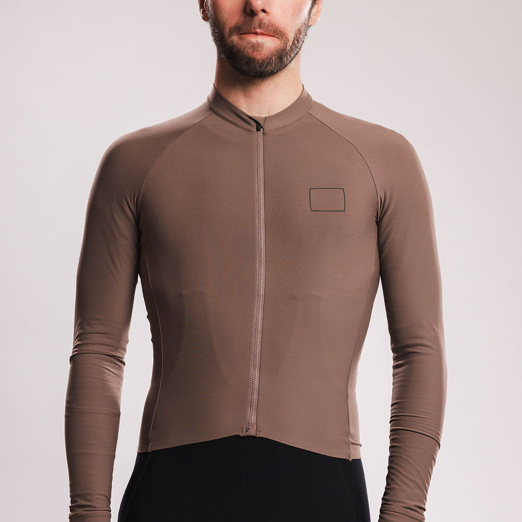 Canvas Solid Longsleeve Jersey Walnut - Maats Cycling Culture