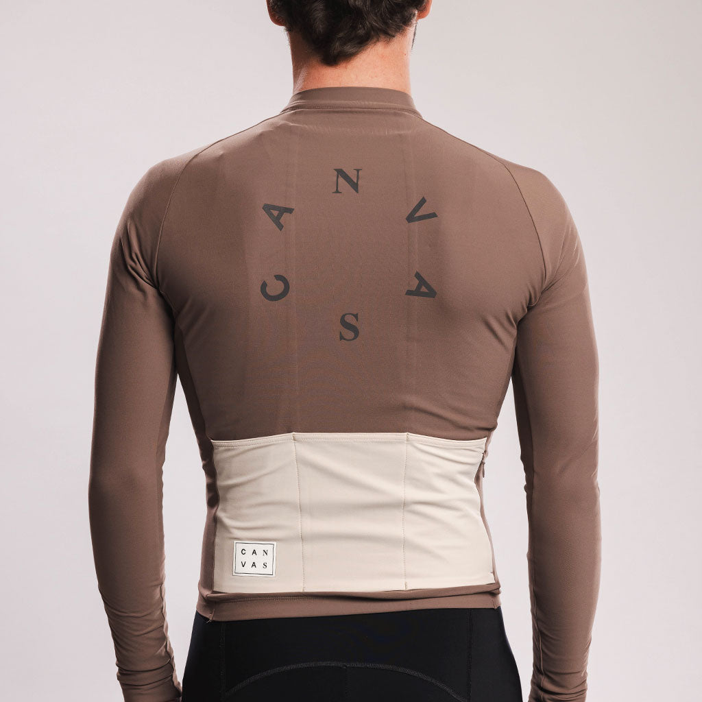 Canvas Solid Longsleeve Jersey Walnut - Maats Cycling Culture
