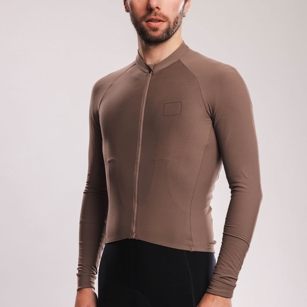 Canvas Solid Longsleeve Jersey Walnut - Maats Cycling Culture