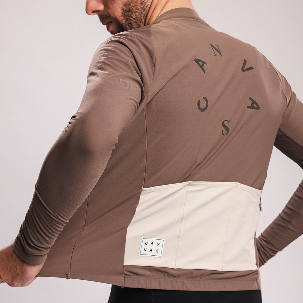 Canvas Solid Longsleeve Jersey Walnut - Maats Cycling Culture