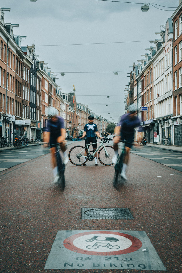 Maats Amsterdam Women's Jersey Navy/Off-White - Maats Cycling Culture