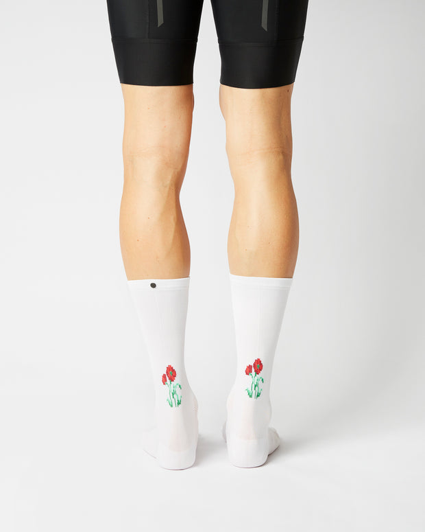 Fingerscrossed Classic Souvenir Mohn Socks White - Maats Cycling Culture