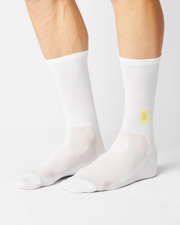 Fingerscrossed Classic Souvenir Sun Socks White - Maats Cycling Culture