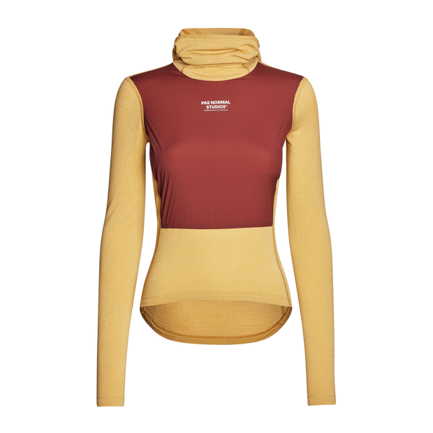 PNS Women's Thermal Hooded Longsleeve Windproof Baselayer Camel/Maroon
