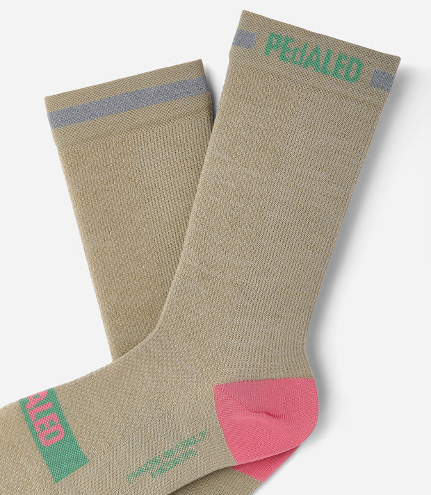 PEdALED Odyssey Merino Reflective Socks Beige