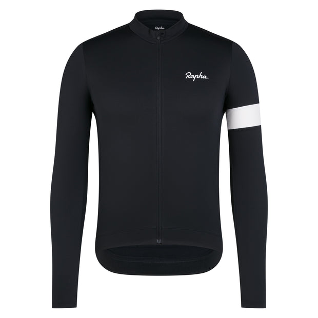 Rapha Core Men's Thermal Longsleeve Jersey Black/White - Maats Cycling Culture