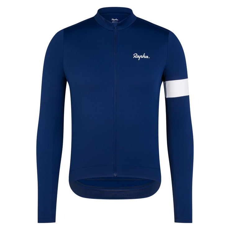 Rapha Core Men's Thermal Longsleeve Jersey Navy/White - Maats Cycling Culture