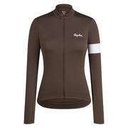 Rapha Core Women's Thermal Longsleeve Jersey Deep Coffee/White - Maats Cycling Culture