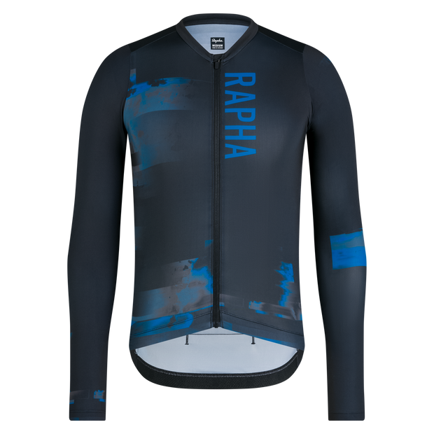 Rapha Pro Team Men's Training Lightweight Long Sleeve Jersey PRINT PACK ANTHRACITE / MYKONOS BLUE