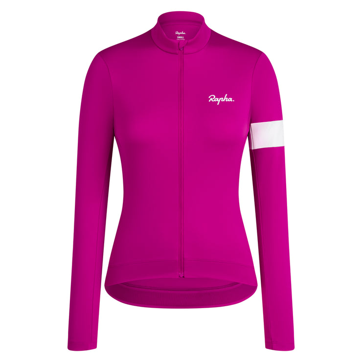 Rapha Core Women's Thermal Longsleeve Jersey Berry/White - Maats Cycling Culture