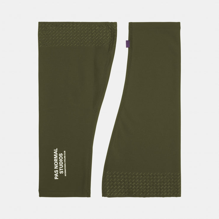 PNS Logo Knee Warmers Olive - Maats Cycling Culture